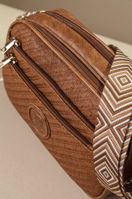 Ψάθινη Γυναικεία Τσάντα Ώμου Χιαστί Fragola FH726 Καφέ Ανοιχτό