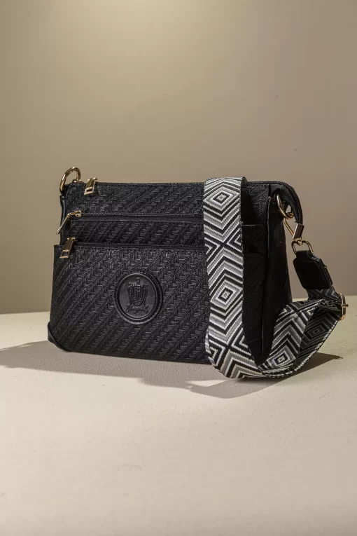 Ψάθινη Γυναικεία Τσάντα Ώμου Χιαστί Fragola FH727 Μαύρο