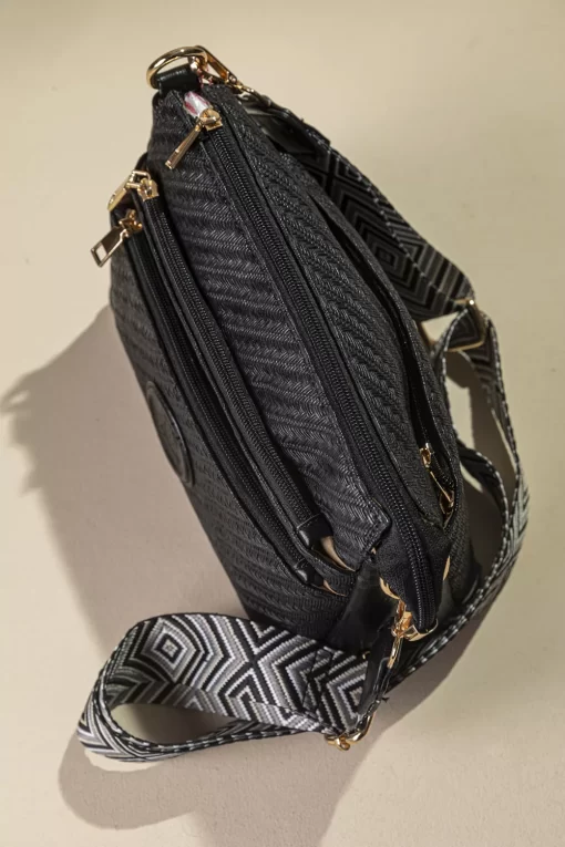 Ψάθινη Γυναικεία Τσάντα Ώμου Χιαστί Fragola FH727 Μαύρο