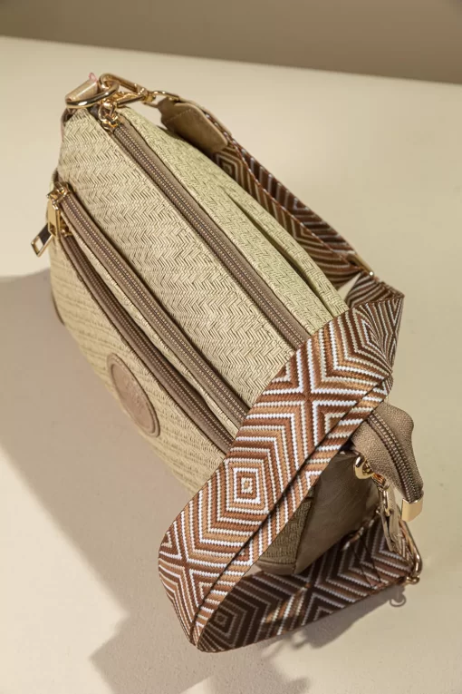 Ψάθινη Γυναικεία Τσάντα Ώμου Χιαστί Fragola FH727 Εκρού