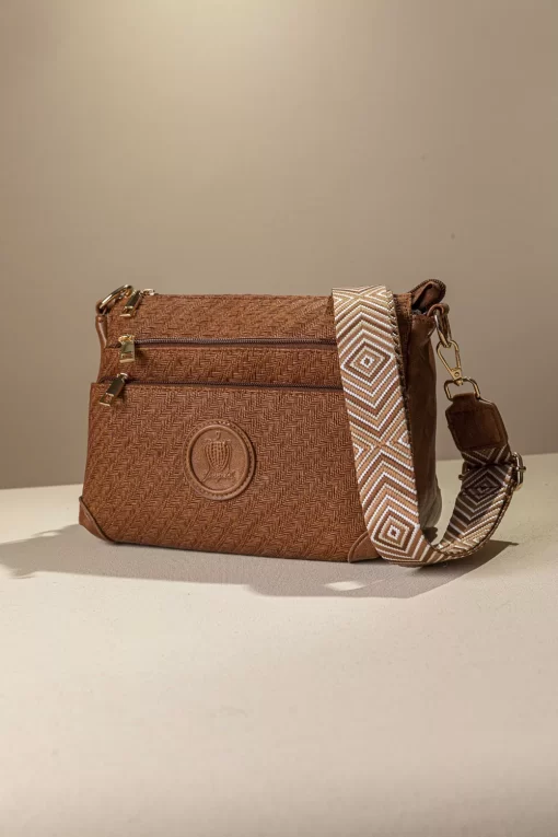 Ψάθινη Γυναικεία Τσάντα Ώμου Χιαστί Fragola FH727 Καφέ