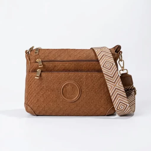 Ψάθινη Γυναικεία Τσάντα Ώμου Χιαστί Fragola FH727 Καφέ Ανοιχτό