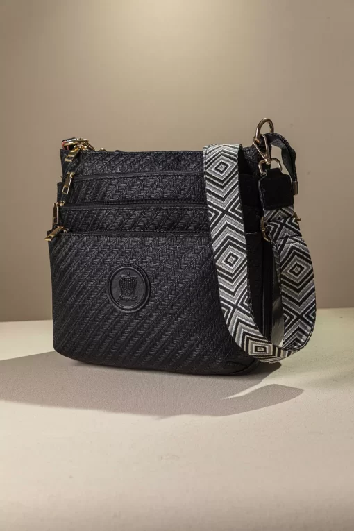 Ψάθινη Γυναικεία Τσάντα Ώμου Χιαστί Fragola FH728 Μαύρο