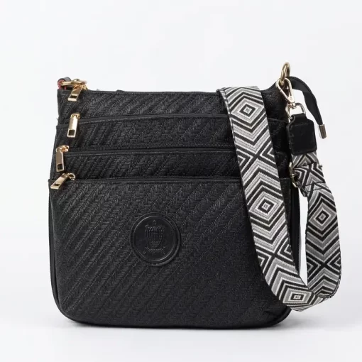 Ψάθινη Γυναικεία Τσάντα Ώμου Χιαστί Fragola FH728 Μαύρο