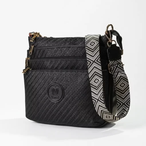 Ψάθινη Γυναικεία Τσάντα Ώμου Χιαστί Fragola FH728 Μαύρο