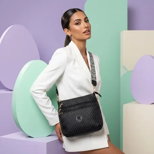 Ψάθινη Γυναικεία Τσάντα Ώμου Χιαστί Fragola FH728 Μαύρο