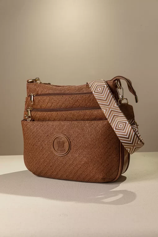 Ψάθινη Γυναικεία Τσάντα Ώμου Χιαστί Fragola FH728 Καφέ