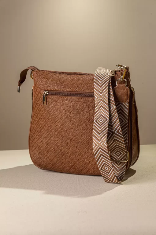 Ψάθινη Γυναικεία Τσάντα Ώμου Χιαστί Fragola FH728 Καφέ