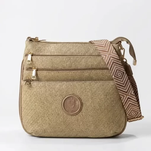 Ψάθινη Γυναικεία Τσάντα Ώμου Χιαστί Fragola FH728 Μπεζ Ανοιχτό