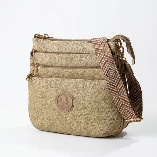 Ψάθινη Γυναικεία Τσάντα Ώμου Χιαστί Fragola FH728 Μπεζ Ανοιχτό