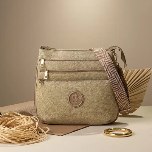 Ψάθινη Γυναικεία Τσάντα Ώμου Χιαστί Fragola FH728 Μπεζ Ανοιχτό