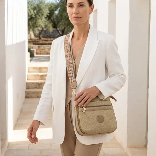 Ψάθινη Γυναικεία Τσάντα Ώμου Χιαστί Fragola FH728 Μπεζ Ανοιχτό