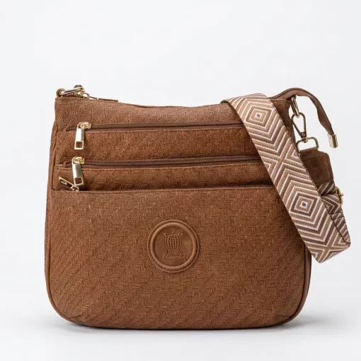 Ψάθινη Γυναικεία Τσάντα Ώμου Χιαστί Fragola FH728 Καφέ