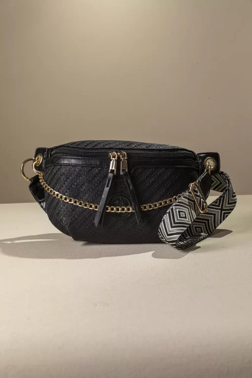 Ψάθινη Γυναικεία Τσάντα Μέσης Fragola FH729 Μαύρο