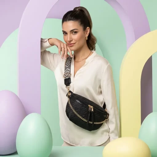 Ψάθινη Γυναικεία Τσάντα Μέσης Fragola FH729 Μαύρο