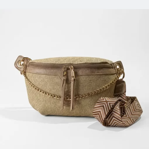 Ψάθινη Γυναικεία Τσάντα Μέσης Fragola FH729 Μπεζ