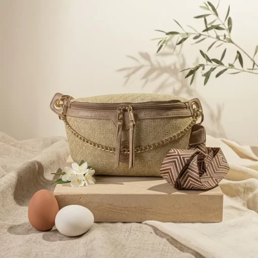 Ψάθινη Γυναικεία Τσάντα Μέσης Fragola FH729 Μπεζ