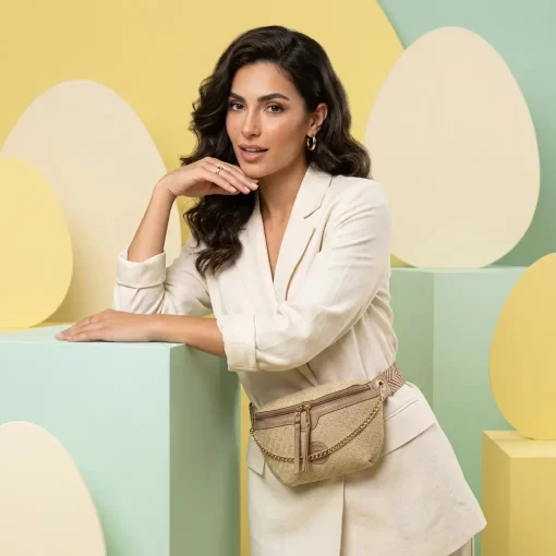 Ψάθινη Γυναικεία Τσάντα Μέσης Fragola FH729 Μπεζ