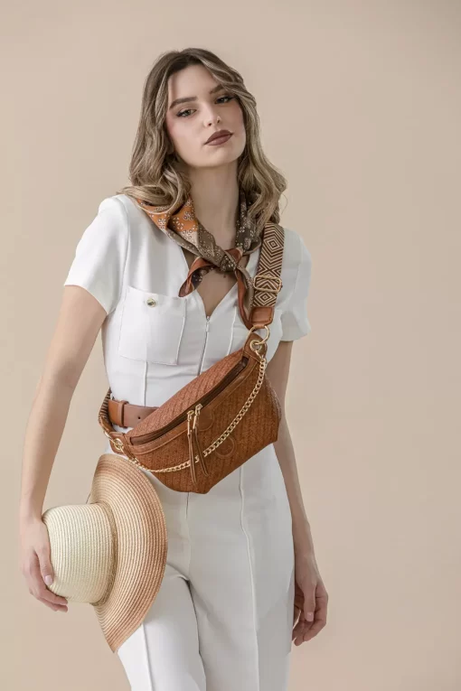 Ψάθινη Γυναικεία Τσάντα Μέσης Fragola FH729 Καφέ