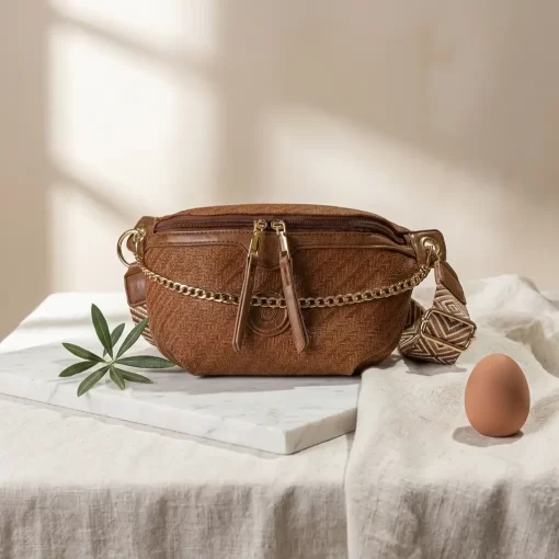 Ψάθινη Γυναικεία Τσάντα Μέσης Fragola FH729 Καφέ