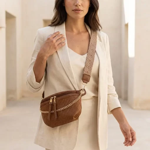 Ψάθινη Γυναικεία Τσάντα Μέσης Fragola FH729 Καφέ