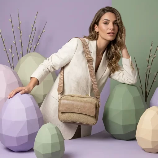 Ψάθινη Γυναικεία Τσάντα Ώμου Χιαστί Fragola FH730 Εκρού