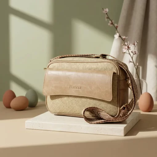 Ψάθινη Γυναικεία Τσάντα Ώμου Χιαστί Fragola FH730 Εκρού