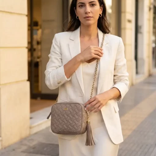 Γυναικεία Τσάντα με Αλυσίδα Ώμου Χιαστί Fragola FH736 Μπεζ