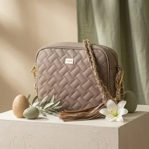 Γυναικεία Τσάντα με Αλυσίδα Ώμου Χιαστί Fragola FH736 Μπεζ