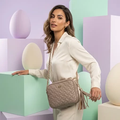 Γυναικεία Τσάντα με Αλυσίδα Ώμου Χιαστί Fragola FH736 Μπεζ