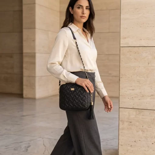 Γυναικεία Τσάντα με Αλυσίδα Ώμου Χιαστί Fragola FH736 Μαύρο