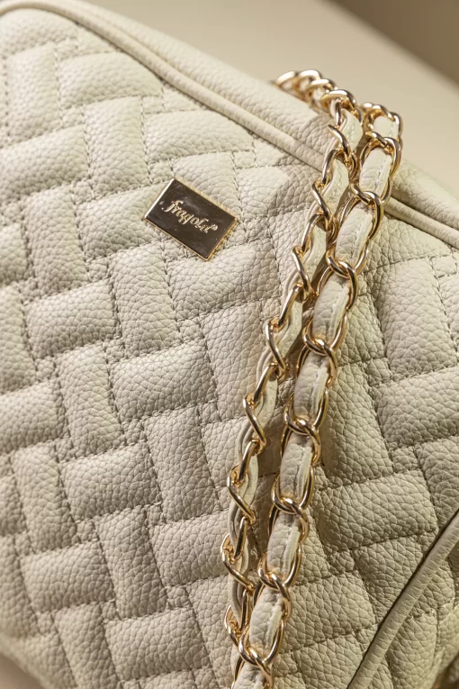 Γυναικεία Τσάντα με Αλυσίδα Ώμου Χιαστί Fragola FH736 Εκρού