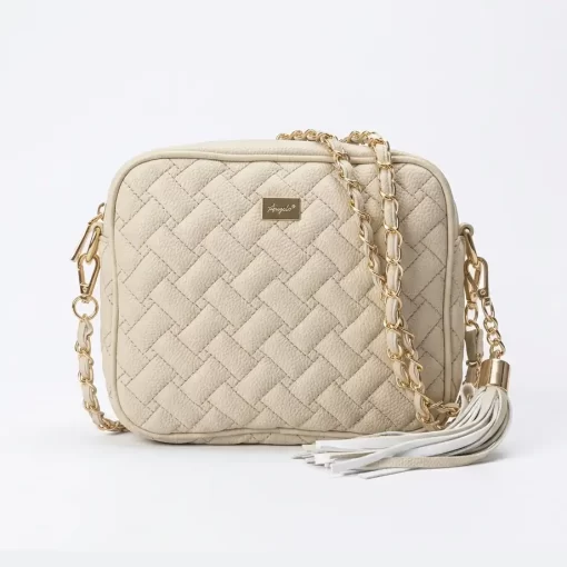 Γυναικεία Τσάντα με Αλυσίδα Ώμου Χιαστί Fragola FH736 Εκρού