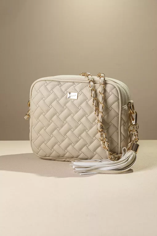 Γυναικεία Τσάντα με Αλυσίδα Ώμου Χιαστί Fragola FH736 Εκρού