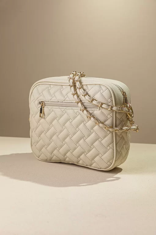 Γυναικεία Τσάντα με Αλυσίδα Ώμου Χιαστί Fragola FH736 Εκρού