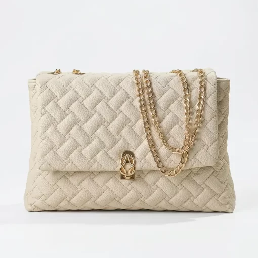 Γυναικεία Τσάντα Ώμου με Αλυσίδα Fragola FH737 Εκρού