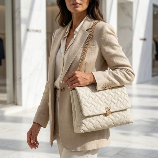 Γυναικεία Τσάντα Ώμου με Αλυσίδα Fragola FH737 Εκρού