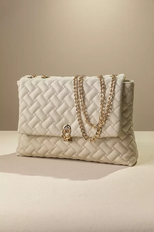 Γυναικεία Τσάντα Ώμου με Αλυσίδα Fragola FH737 Εκρού