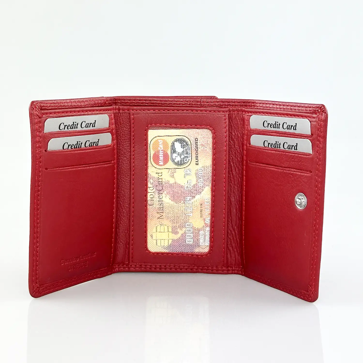 Μικρό γυναικείο δερμάτινο πορτοφόλι Calfnero FR47 σε κόκκινο χρώμα