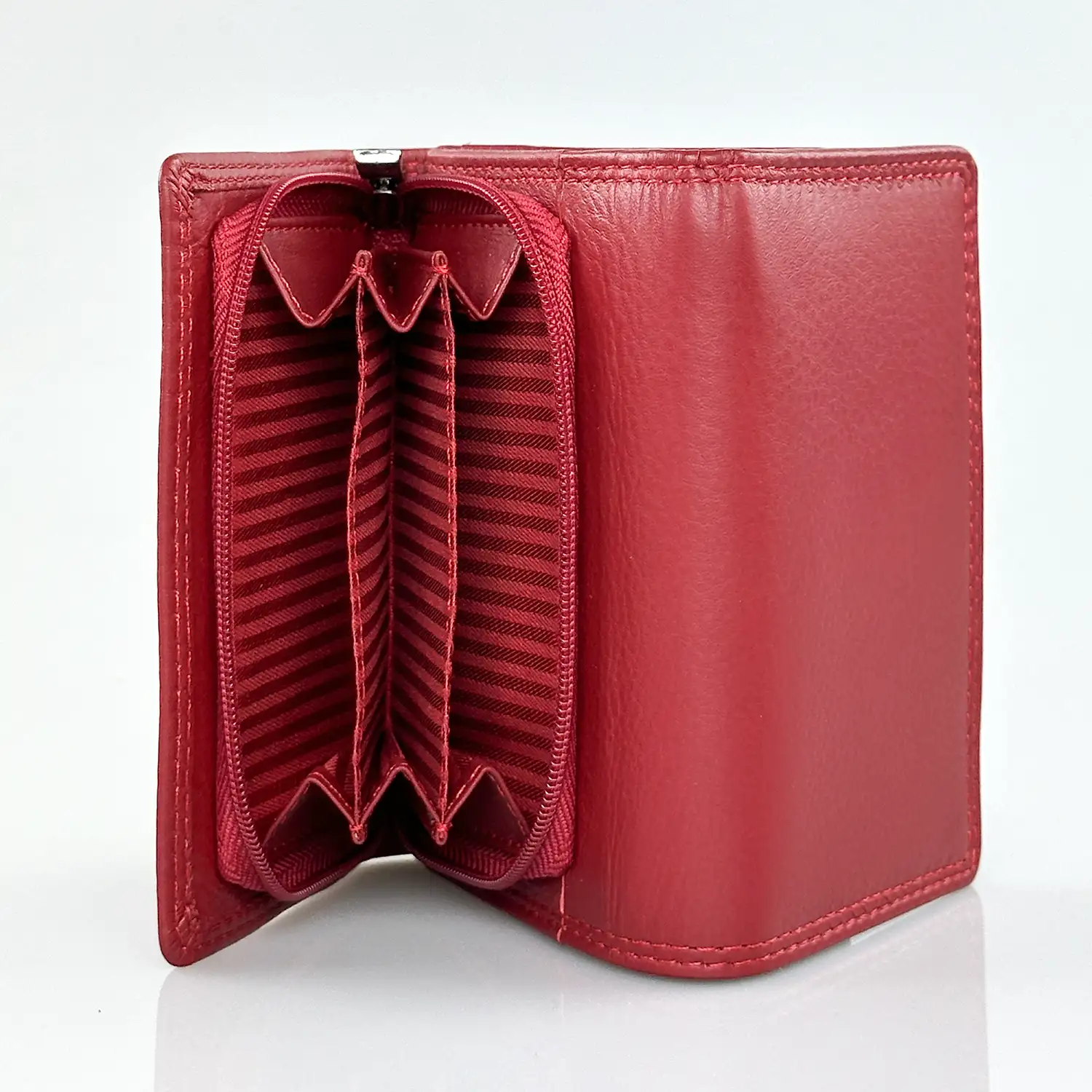 Μικρό γυναικείο δερμάτινο πορτοφόλι Calfnero FR47 σε κόκκινο χρώμα