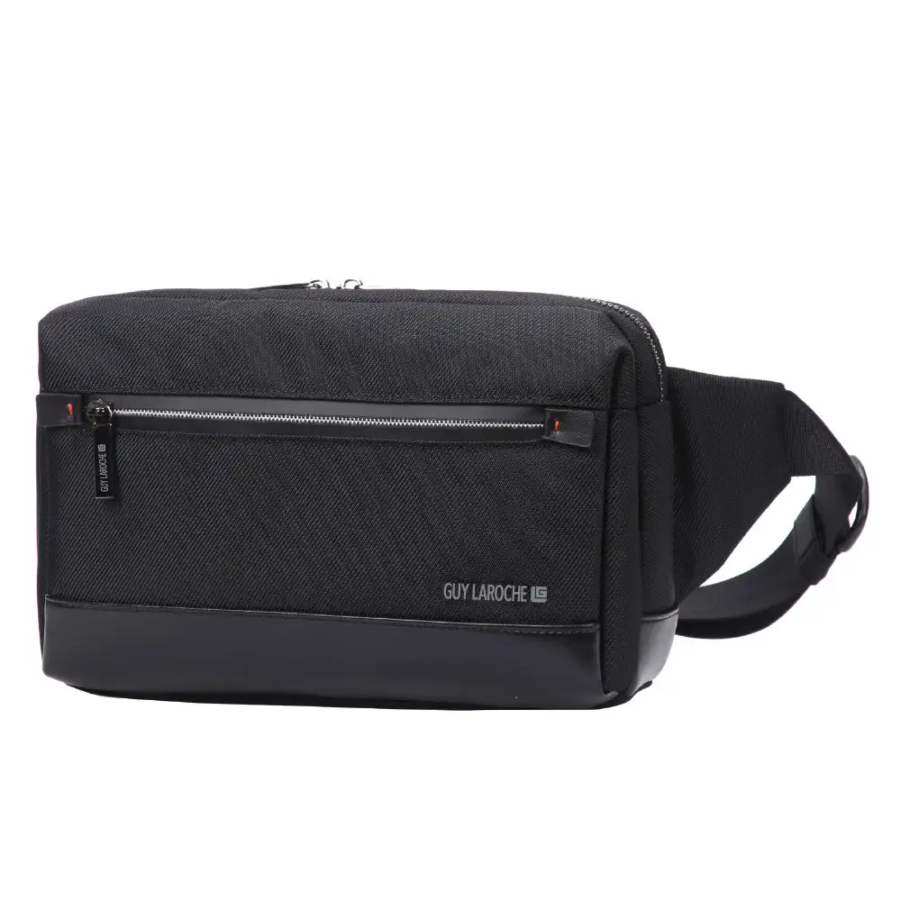 Ανδρική μαύρη τσάντα μέσης Guy Laroche GL2754 με επένδυση microfiber.