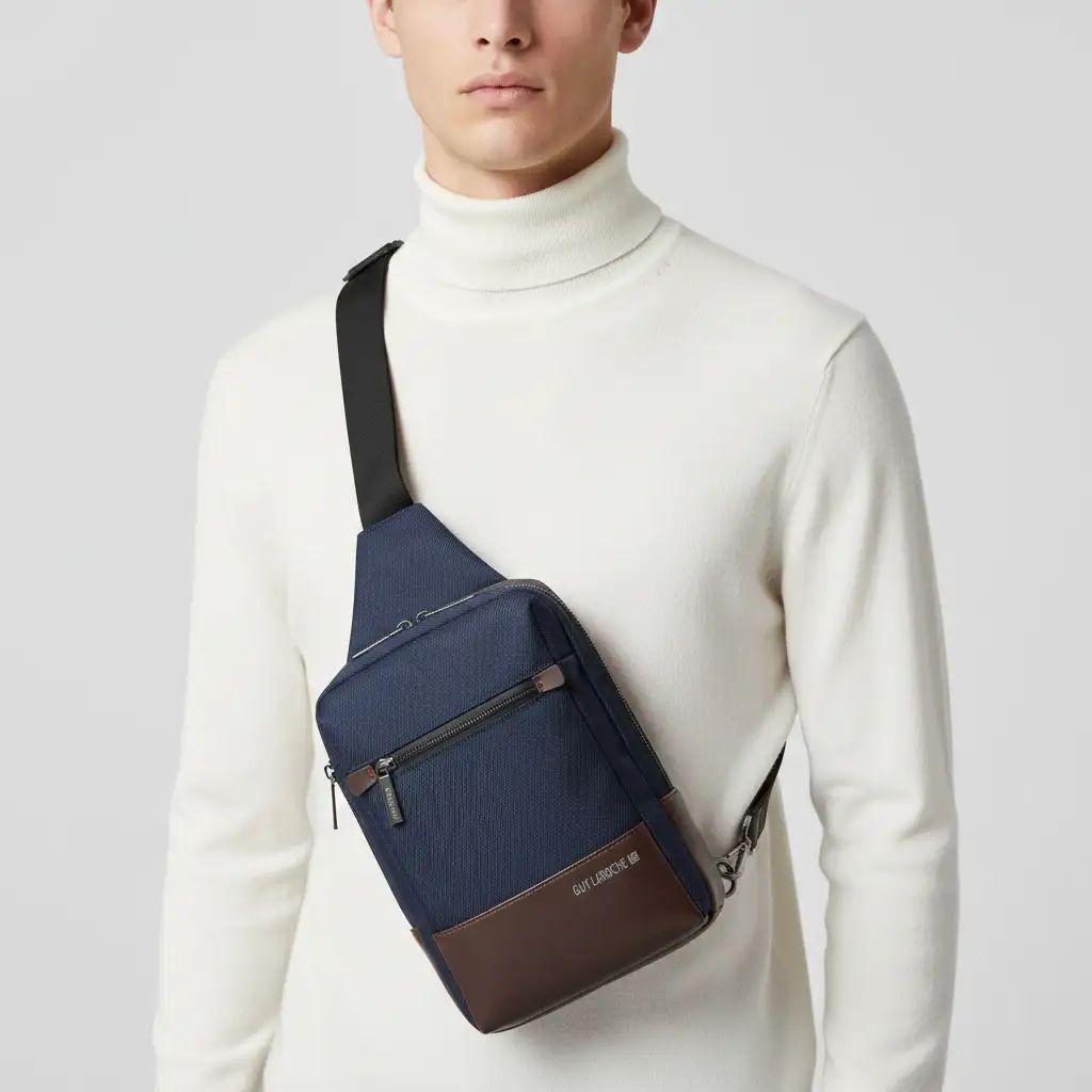 Ανδρική μπλε τσάντα στήθους Guy Laroche GL2757 με θήκη tablet.