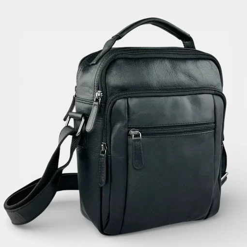 Δερμάτινη ανδρική τσάντα RCM Μαύρη H19