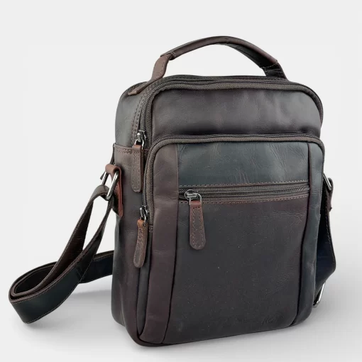 Δερμάτινη ανδρική τσάντα RCM Καφέ H19