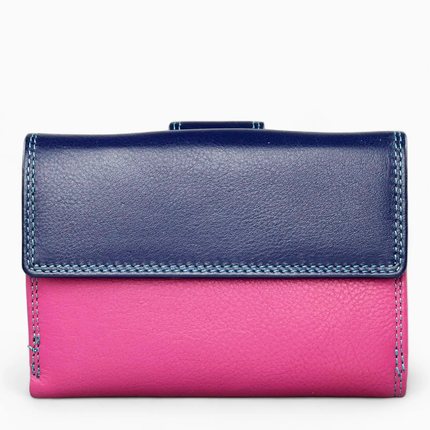 Φούξια γυναικείο δερμάτινο πορτοφόλι Calfnero HD01 με πολλές θέσεις για κάρτες και διαφανείς θήκες.