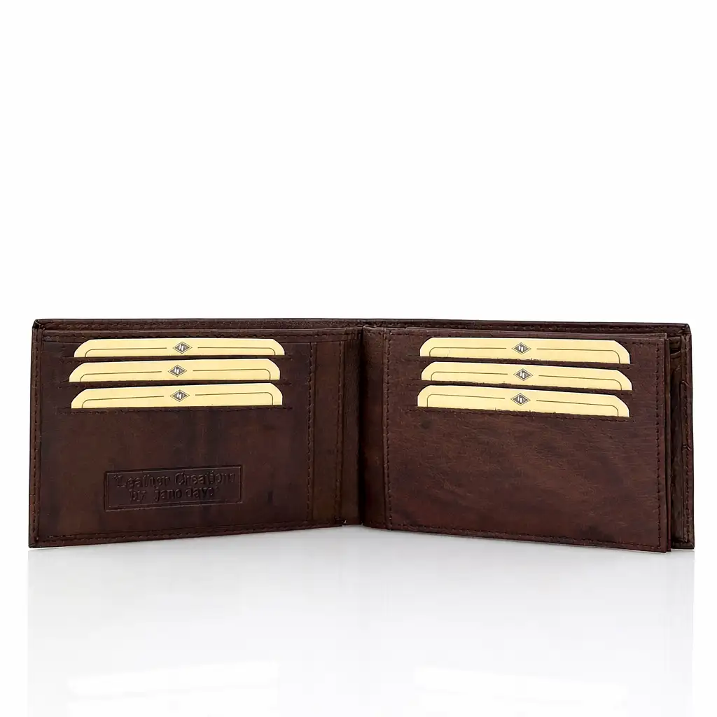 Αντρικό πλάγιο πορτοφόλι JanoDave 2805 σε καφέ γνήσιο δέρμα