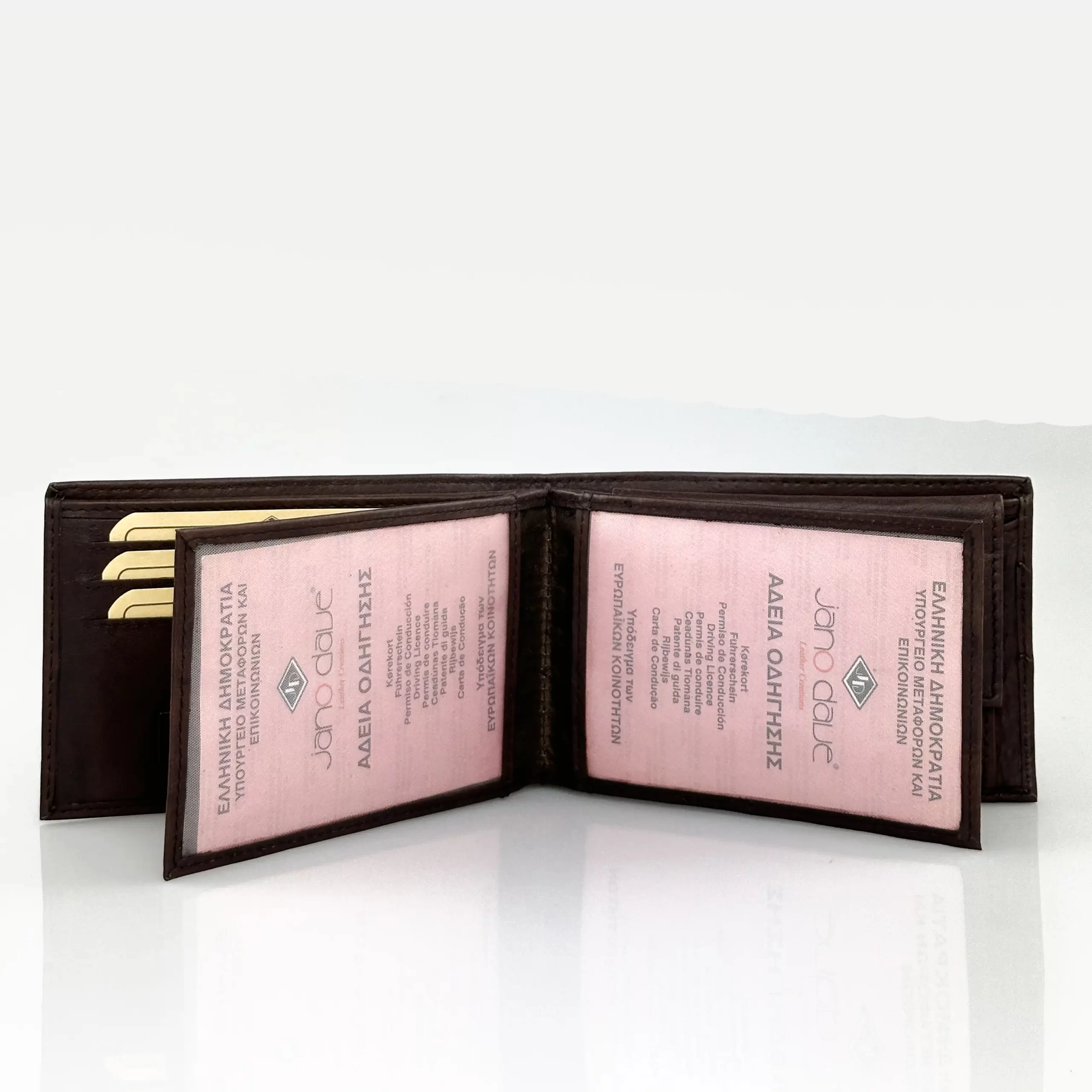 Αντρικό πλάγιο πορτοφόλι JanoDave 2805 σε καφέ γνήσιο δέρμα