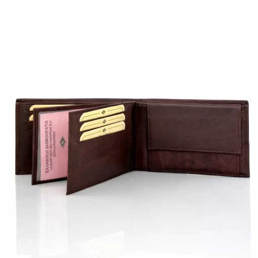 Δερμάτινο Ανδρικό Πορτοφόλι Καφέ Jano Dave JD2805