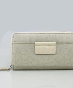 Calvin Klein Πορτοφόλι Εκρού Ύφασμα/Δέρμα K32108-B8200-060