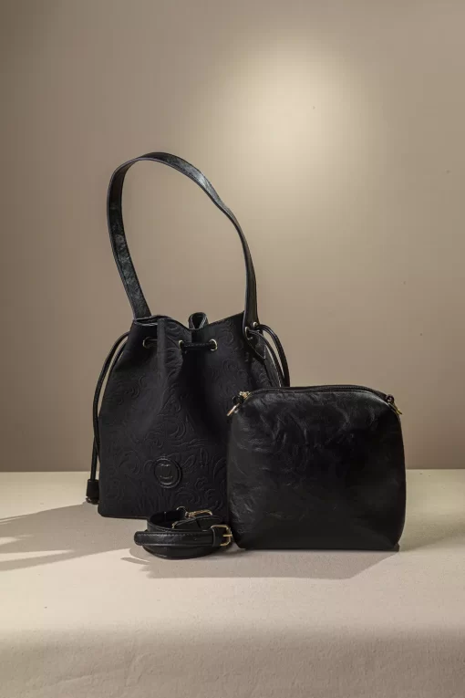 Γυναικεία Τσάντα Πουγκί Fragola Ψάθινη Μαύρο KA22